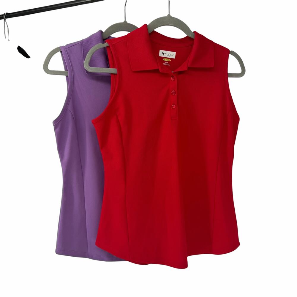 Lot of Two Greg Norman Play Dry Sleeveless Golf Shirts Sz Small